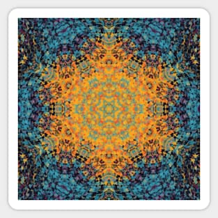 Digital Mandala Yellow Blue and Red Sticker